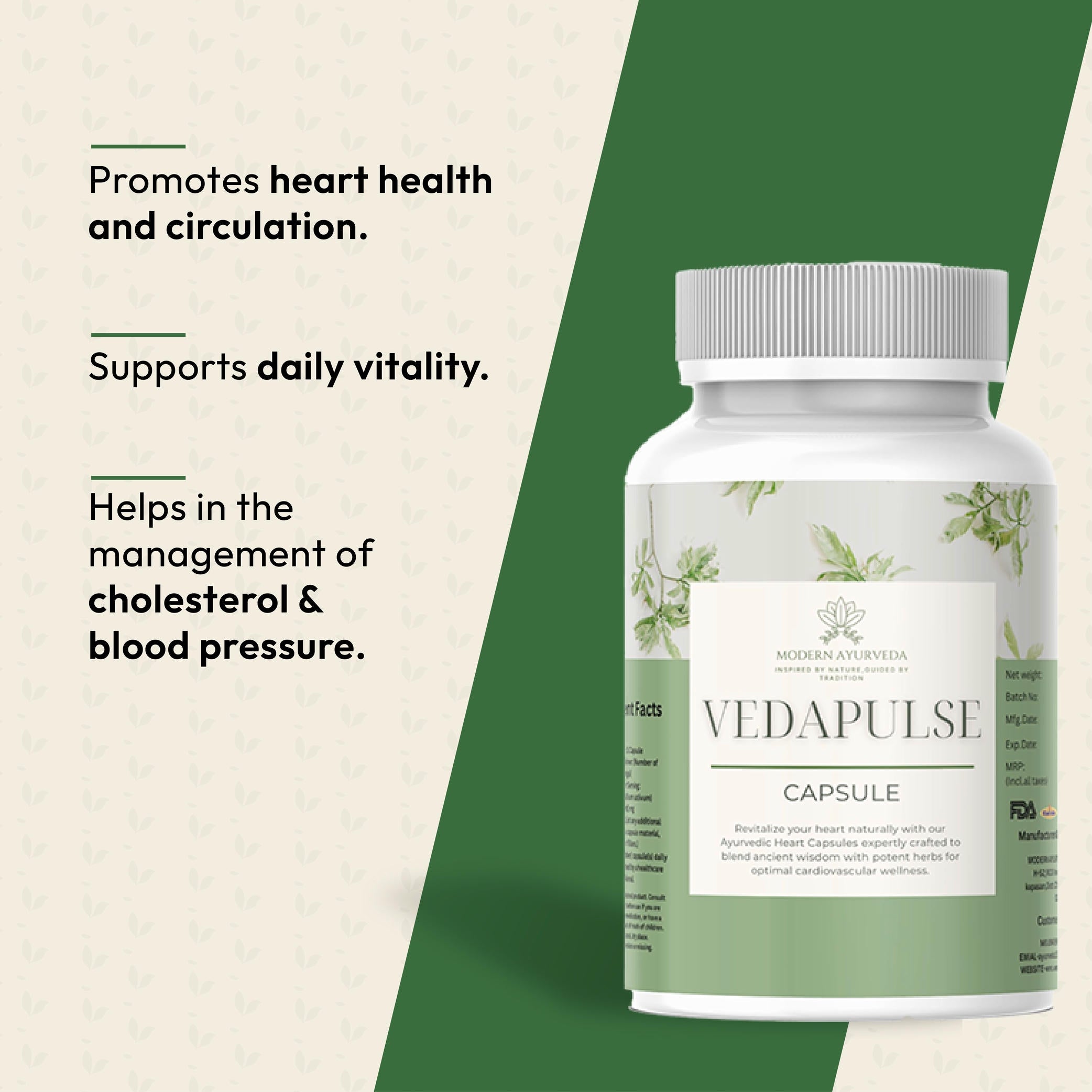 Vedapulse Capsules (60 capsules)  Ayurvedic care for heart health, cholesterol, and triglycerides.