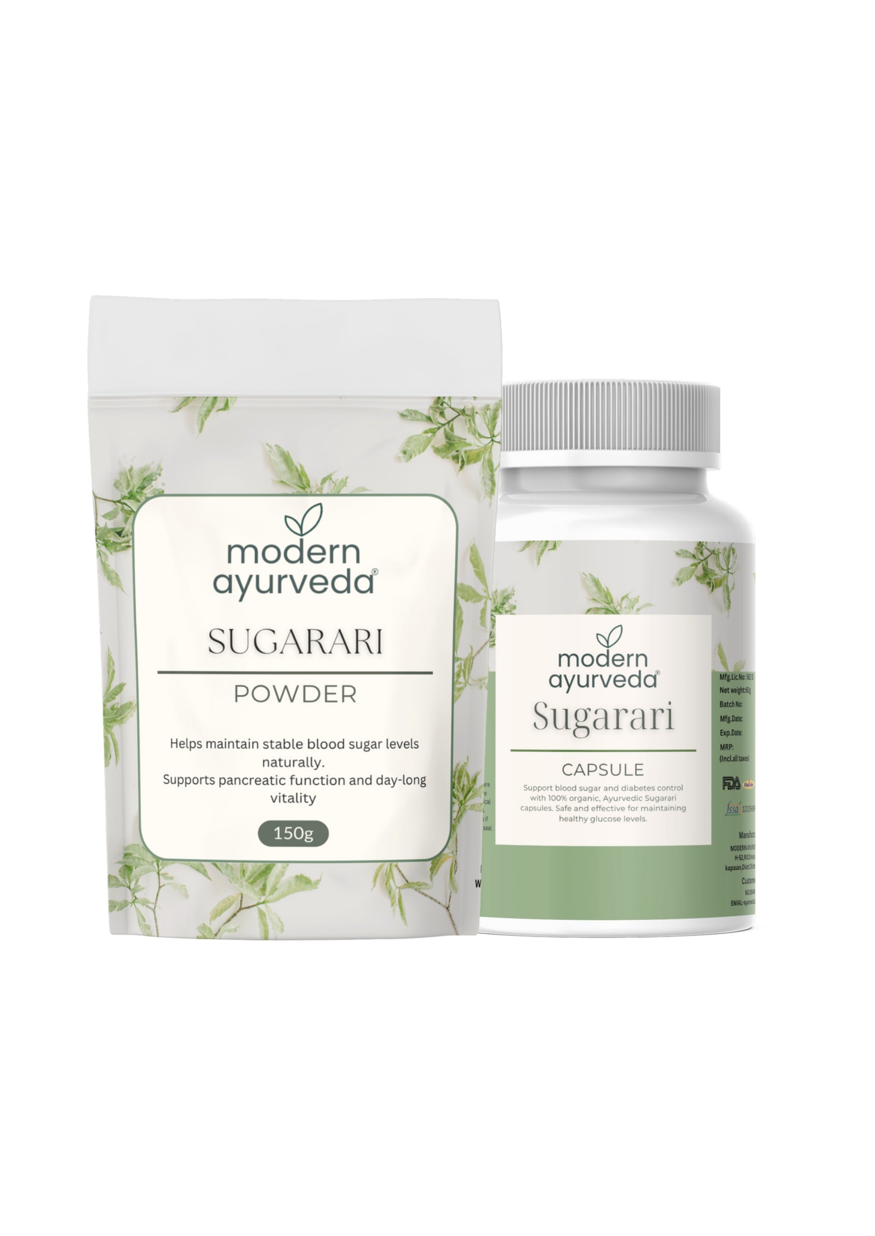 Sugarari Kit (Powder 150g + Capsule 60) - Ayurvedic Solution for High Diabetes Management