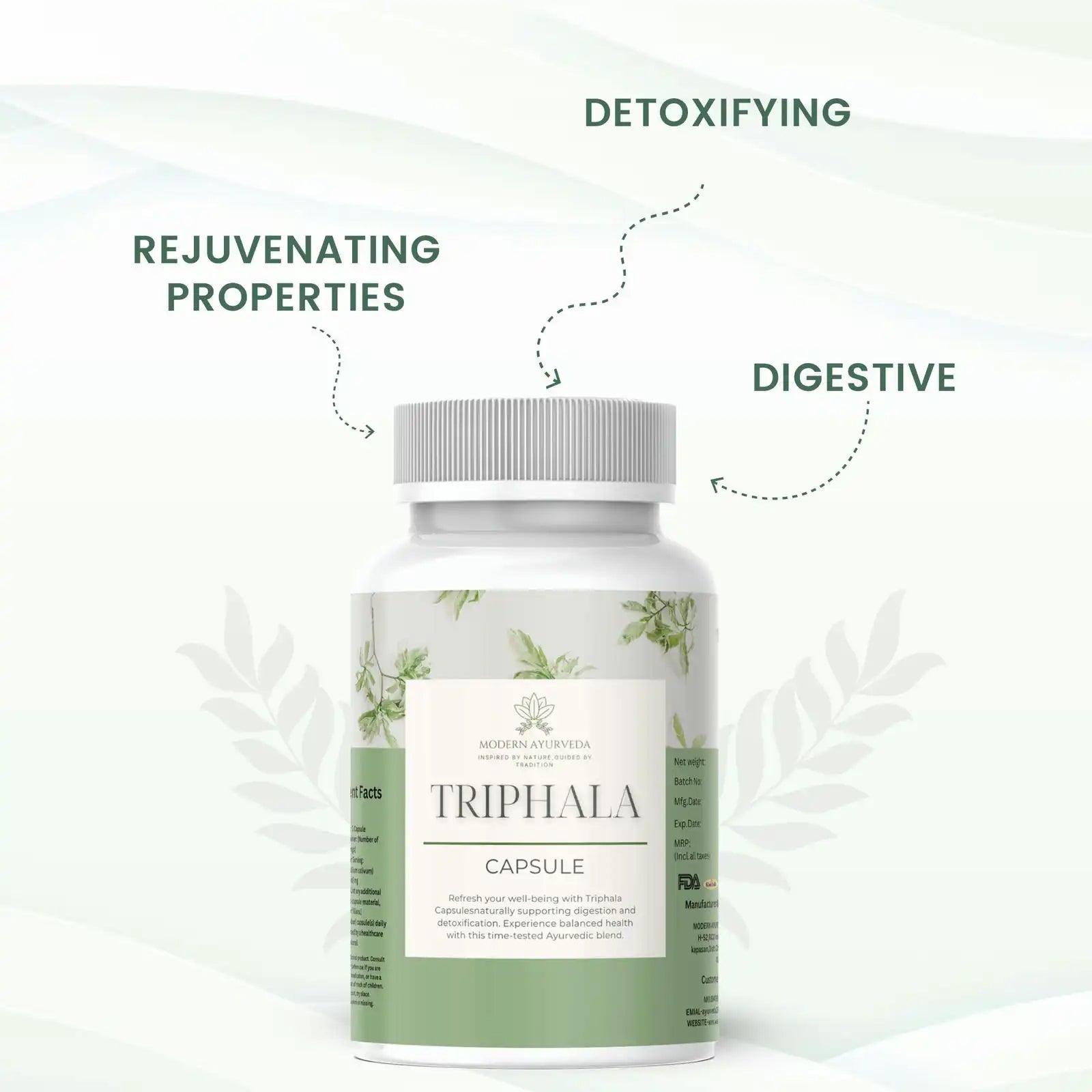 Triphala Capsules (60 capsules)  Ayurvedic detox for digestion and vitality.