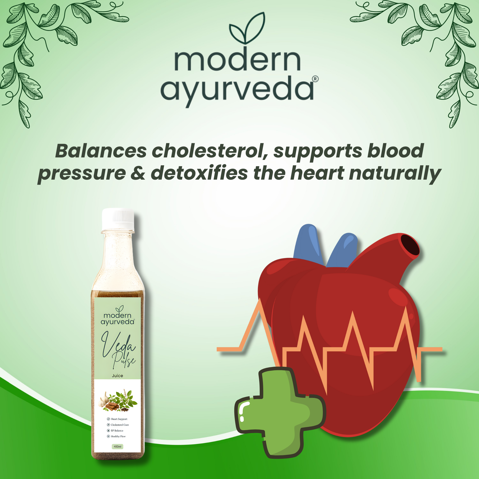 Vedapulse Juice 400 ml - For Heart Health & Cholesterol Balance