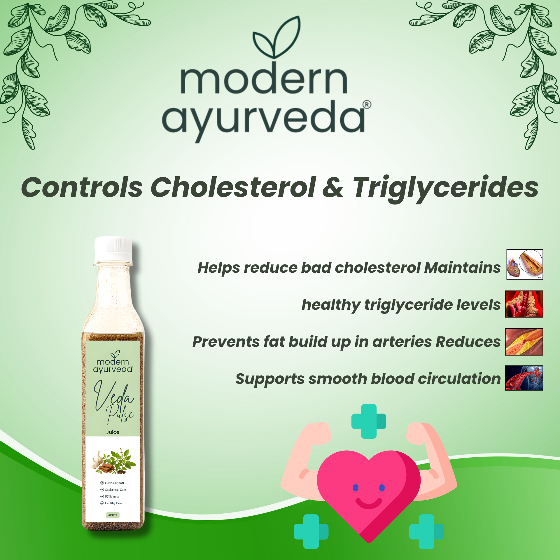 Vedapulse Juice 400 ml - For Heart Health & Cholesterol Balance