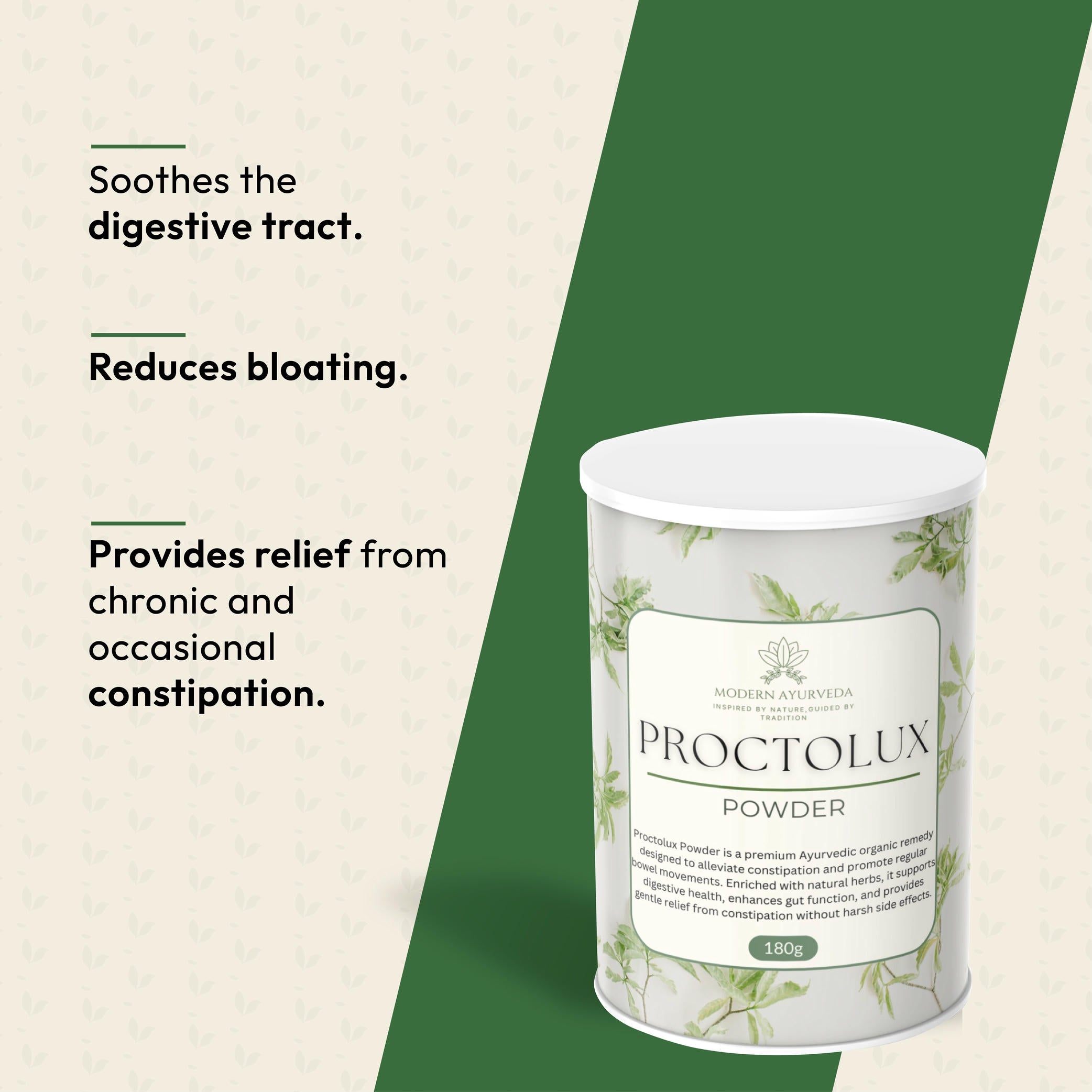 Proctolux Powder (180g)  Gentle relief from constipation and digestive discomfort.