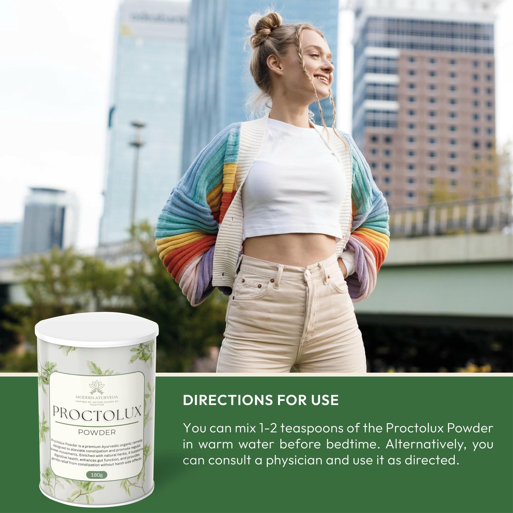 Proctolux Powder (180g)  Gentle relief from constipation and digestive discomfort.