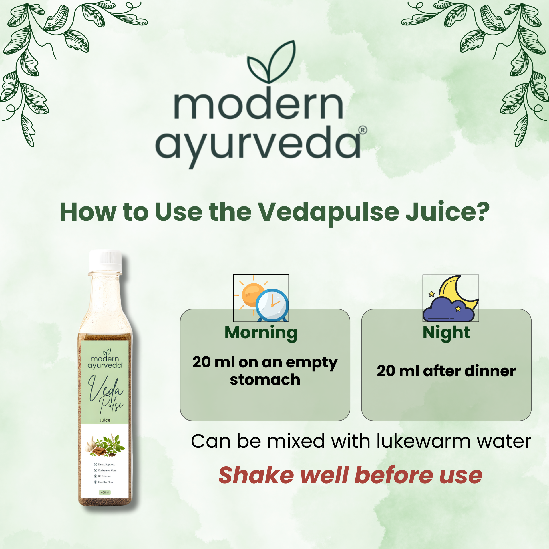 Vedapulse Juice 400 ml - For Heart Health & Cholesterol Balance