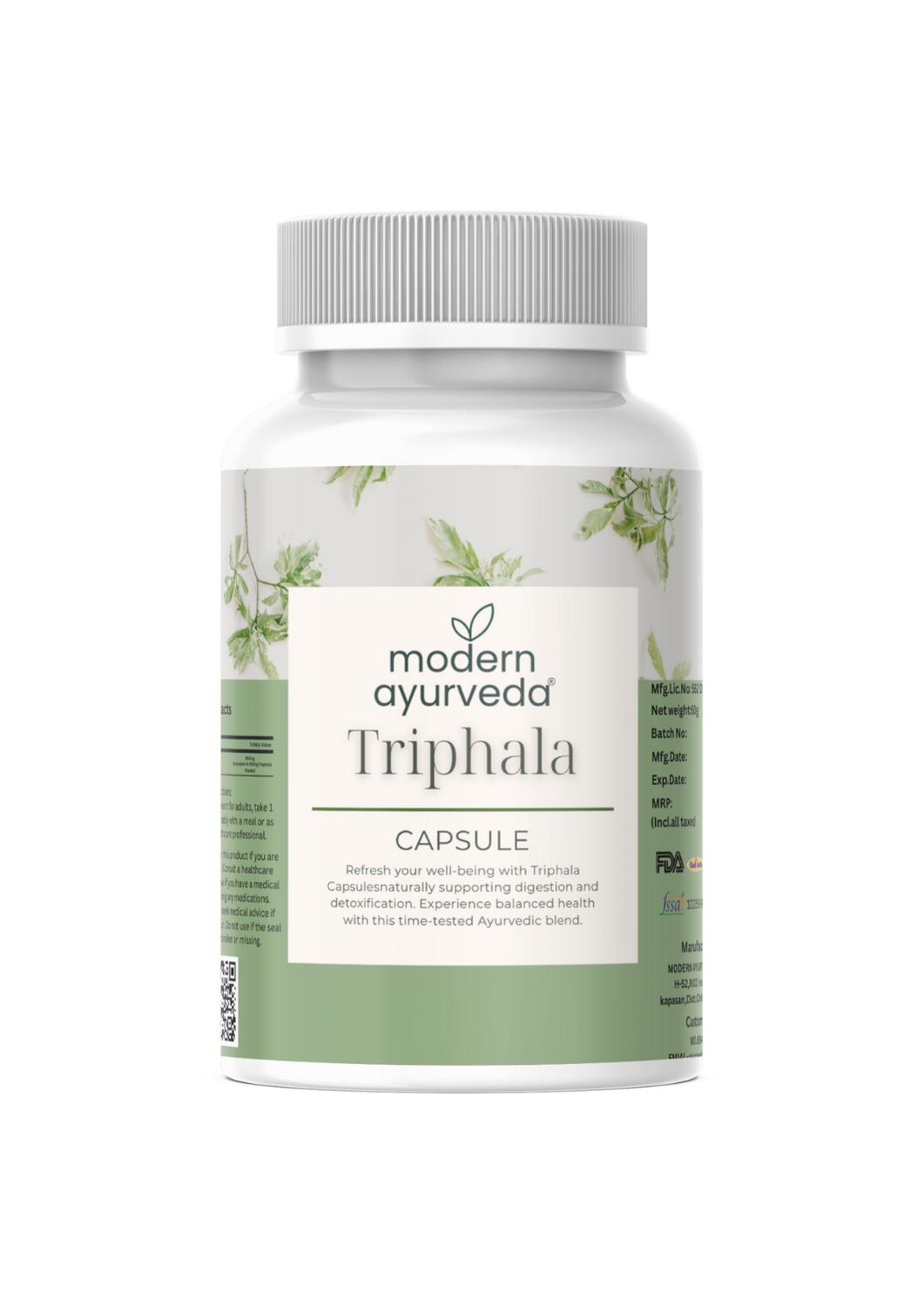 Triphala Capsules (60 capsules) - Detoxifies Body & Promotes Digestive Wellness