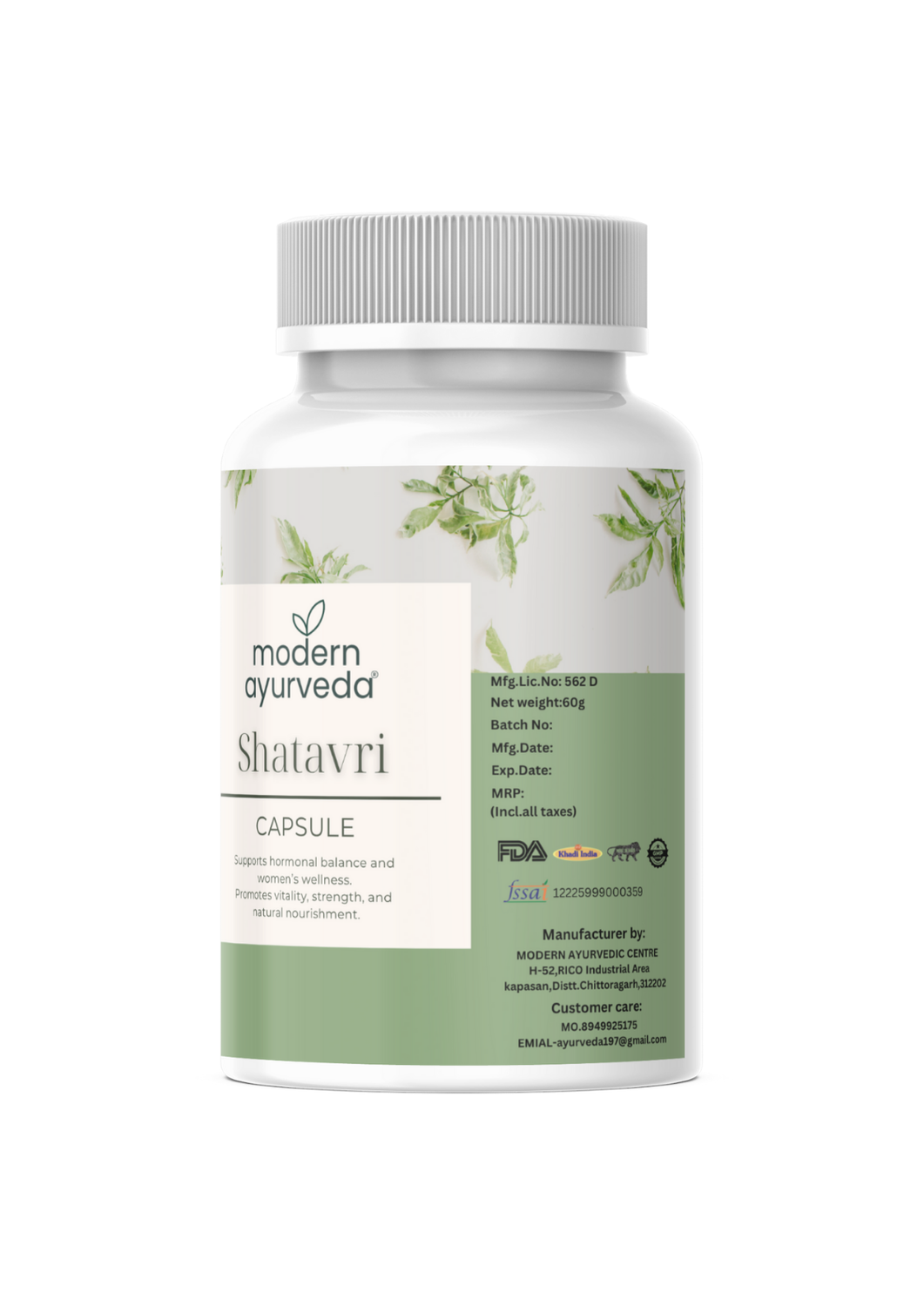 Shatavari Capsules (60 Capsules) - Boosts Hormonal Balance in Women