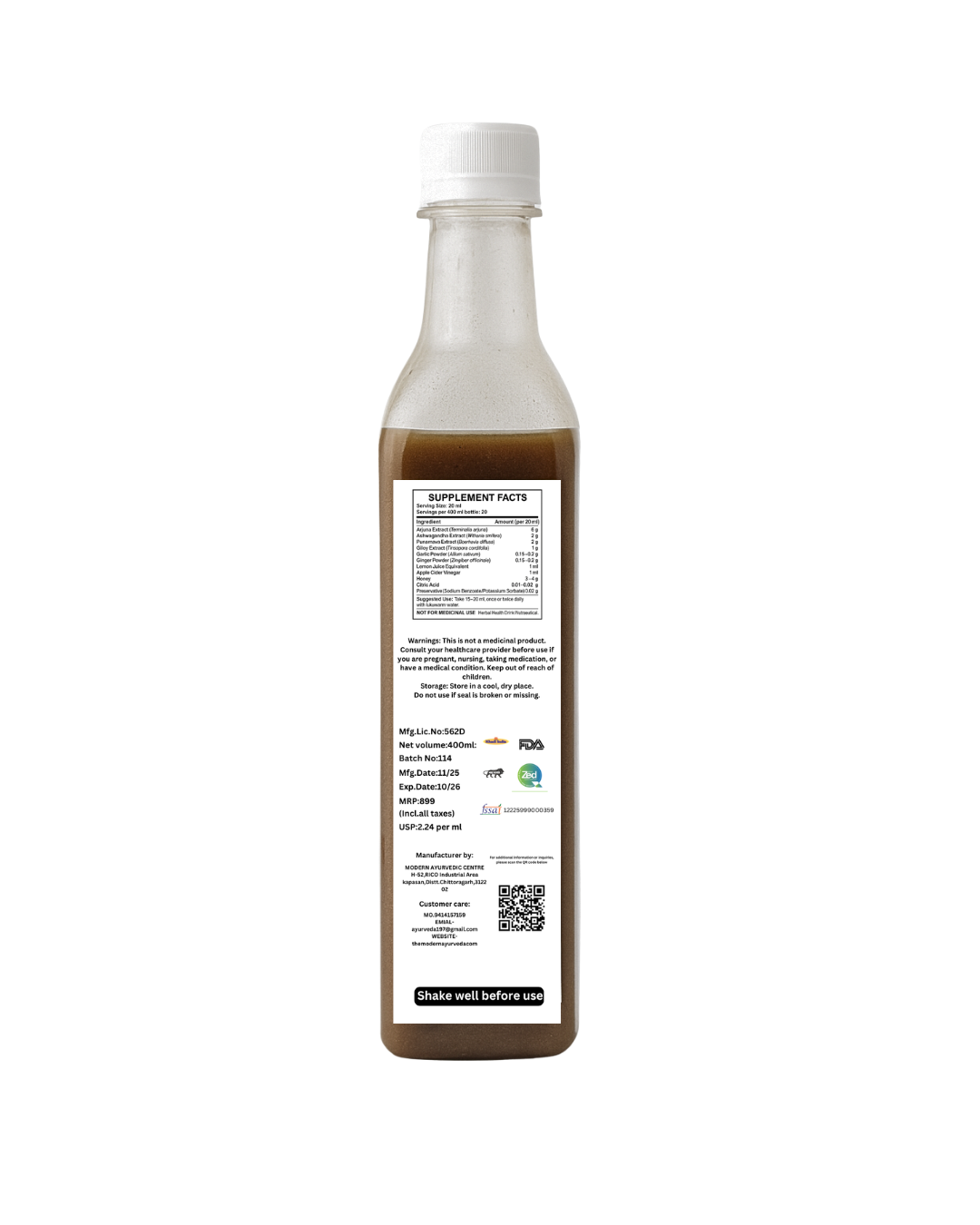 Vedapulse Juice 400 ml - For Heart Health & Cholesterol Balance